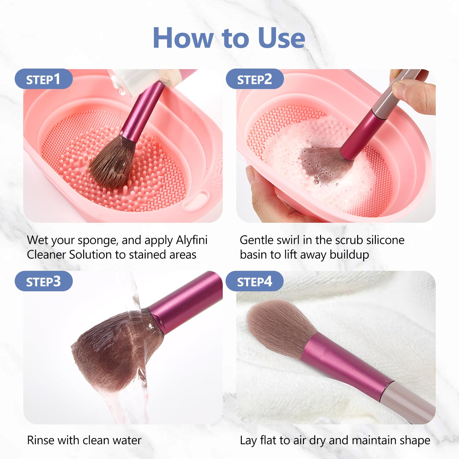 Alyfini Makeup Brush Cleaner Solution & Scrub Basin - 10.2 Fl Oz