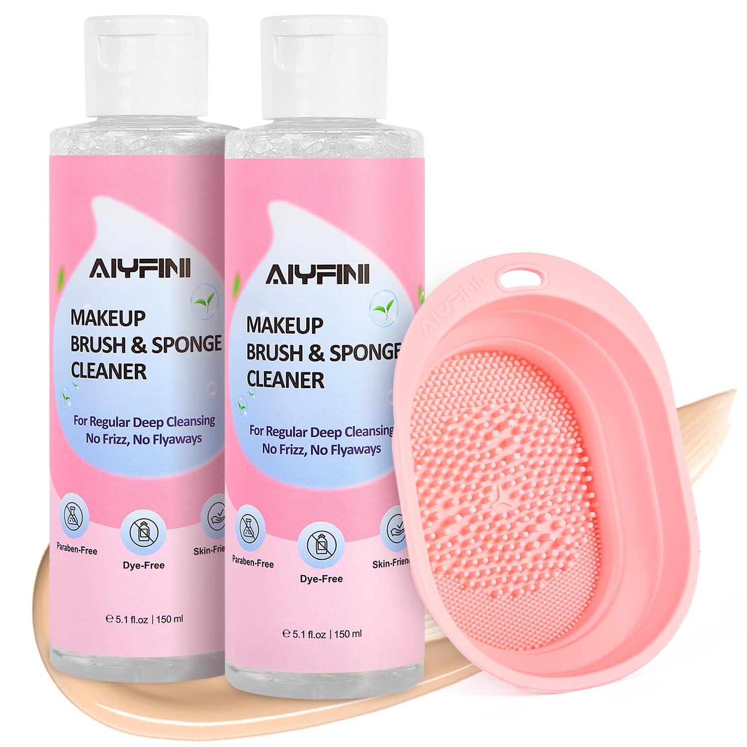 Alyfini Makeup Brush Cleaner Solution & Scrub Basin - 10.2 Fl Oz