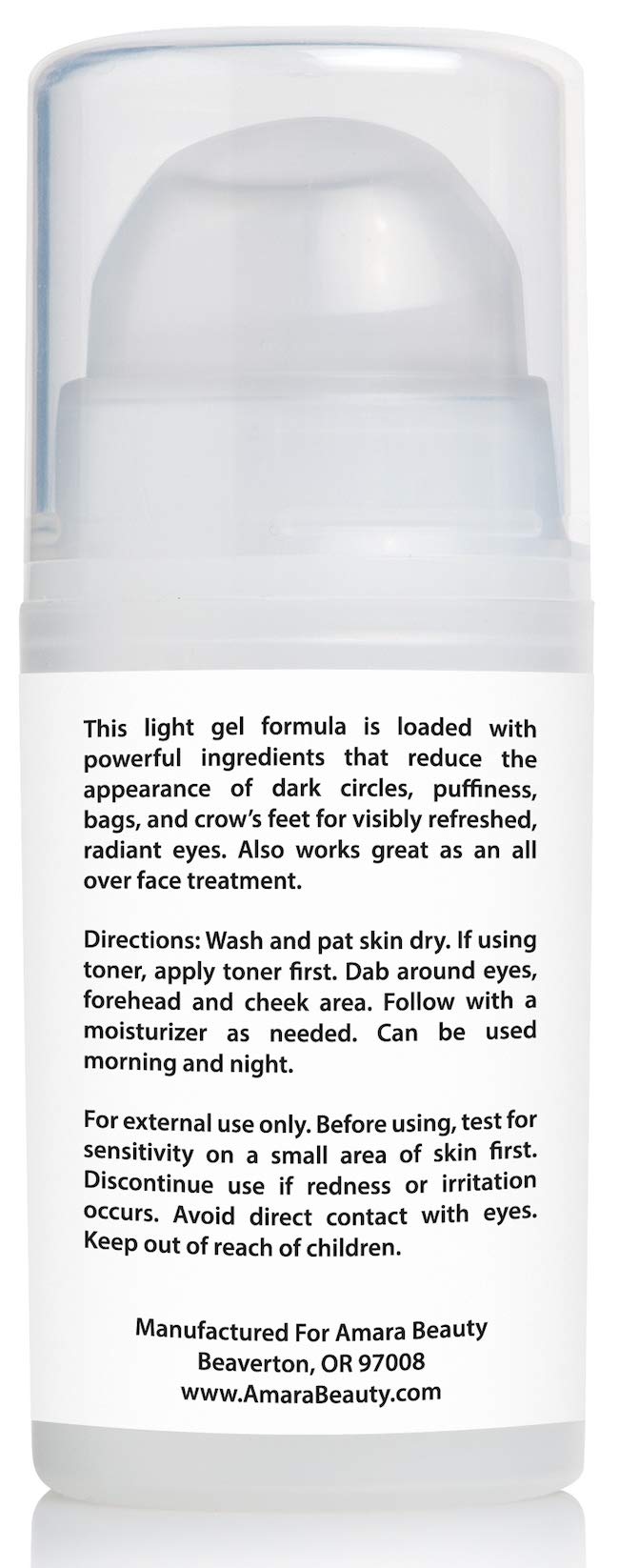 Amara Beauty Eye Cream Gel for Dark Circles & Puffiness with Peptides & Hyaluronic Acid, 0.5 fl oz (Pack of 2)