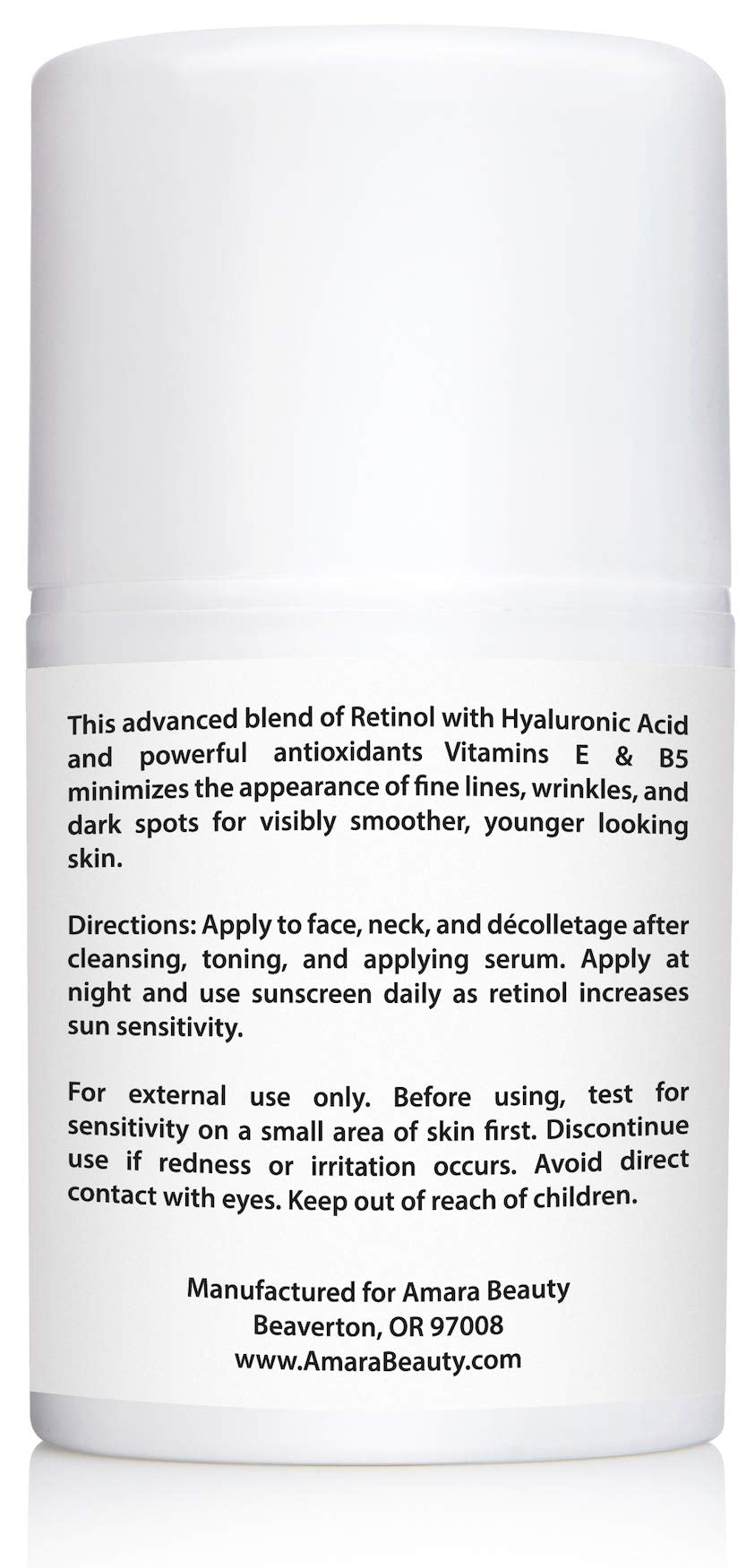 Amara Beauty Retinol Cream 2.5% with Hyaluronic Acid & Vitamins E & B5 – 1.7 oz Each (Pack of 2)