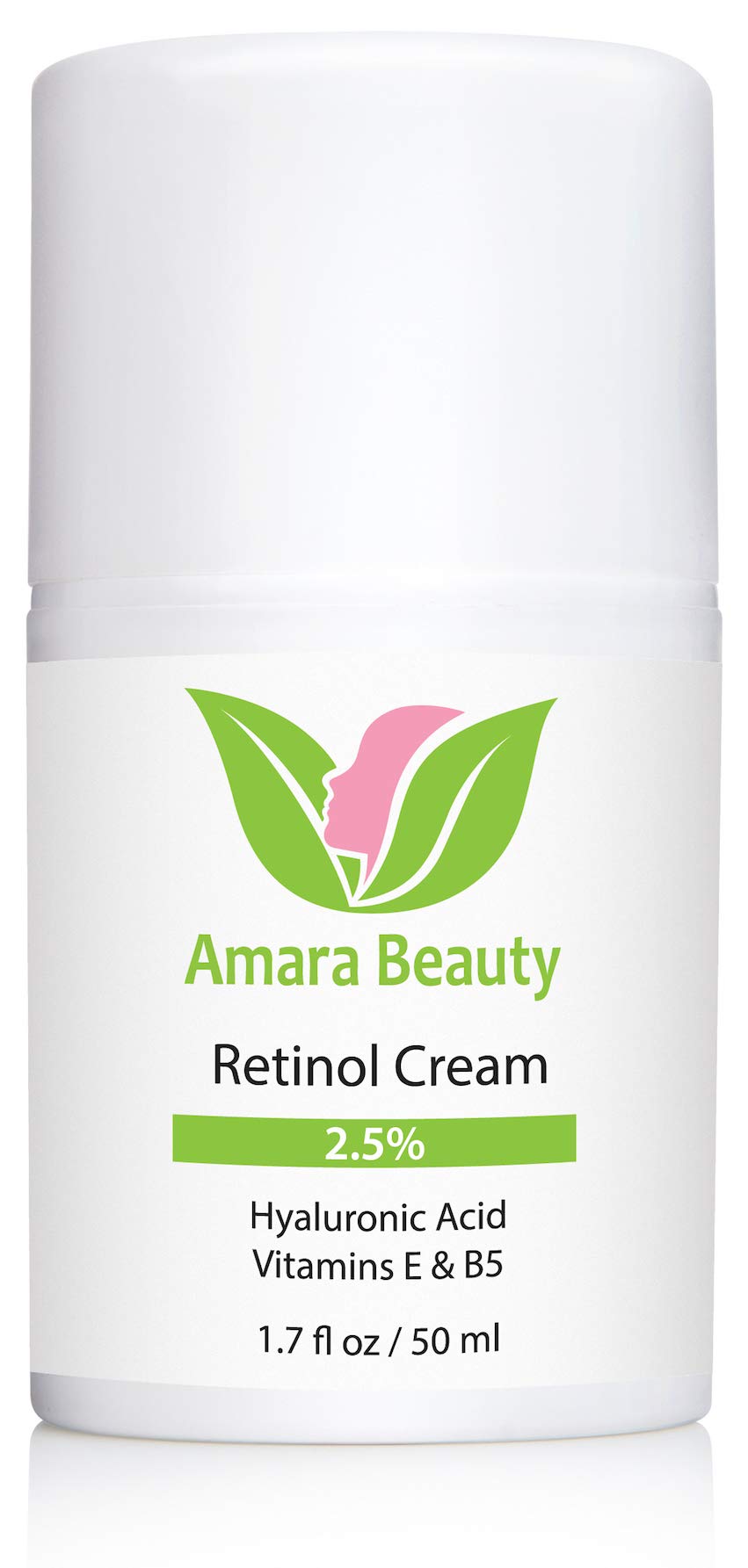 Amara Beauty Retinol Cream 2.5% with Hyaluronic Acid & Vitamins E & B5 – 1.7 oz Each (Pack of 2)