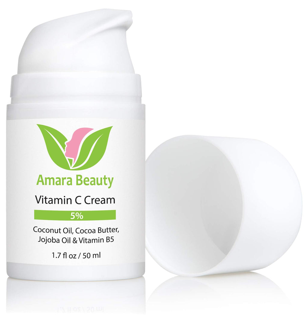 Amara Beauty Vitamin C Cream for Face with Coconut Oil, Cocoa Butter & Jojoba Oil – Pack of 2