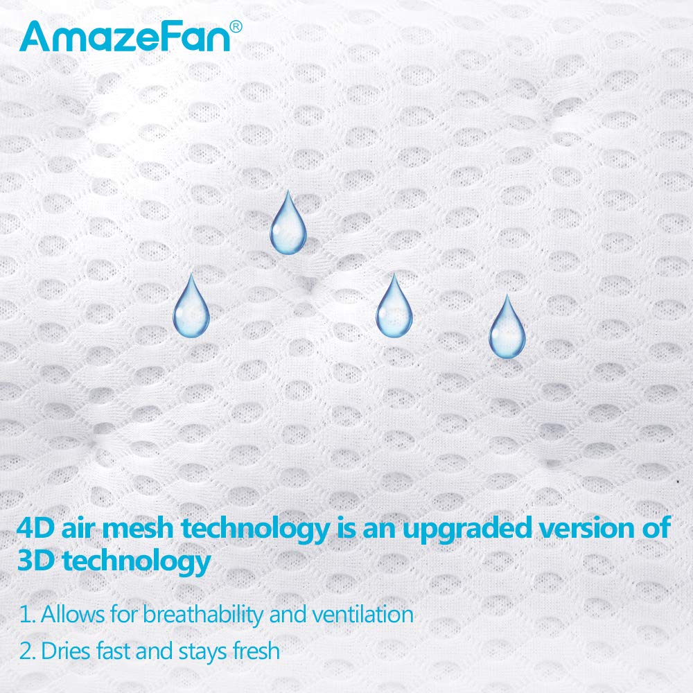 AmazeFan Bath Pillow - 4D Air Mesh Spa Pillow with 7 Suction Cups for Neck, Back & Shoulder Support | Fits All Bathtubs