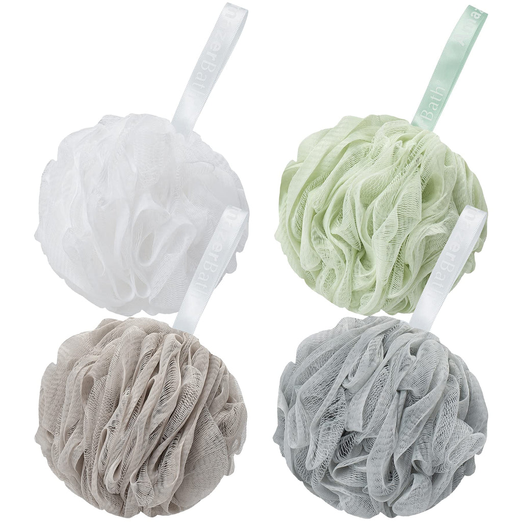 AmazerBath Loofah Sponge 75g/ea – Exfoliating Bath Scrubber, Large 5.9-inch, Set of 4 Neutral Colors