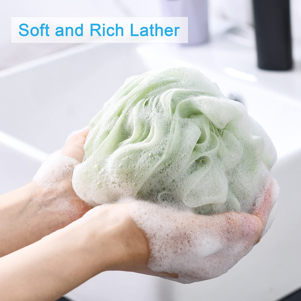 AmazerBath Loofah Sponge 75g/ea – Exfoliating Bath Scrubber, Large 5.9-inch, Set of 4 Neutral Colors