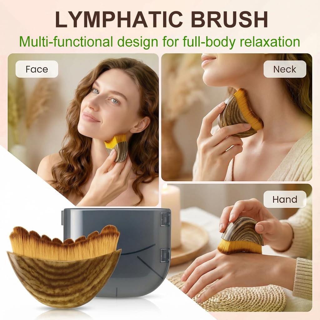 AmazingLink 2-Piece Lymphatic Contour Face Brush – Sculpt & Drainage, Anti-Puffiness (2-Pack)