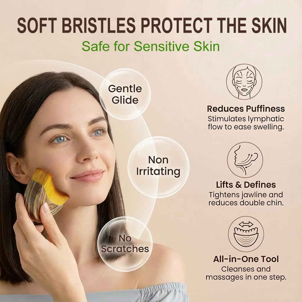AmazingLink 2-Piece Lymphatic Contour Face Brush – Sculpt & Drainage, Anti-Puffiness (2-Pack)