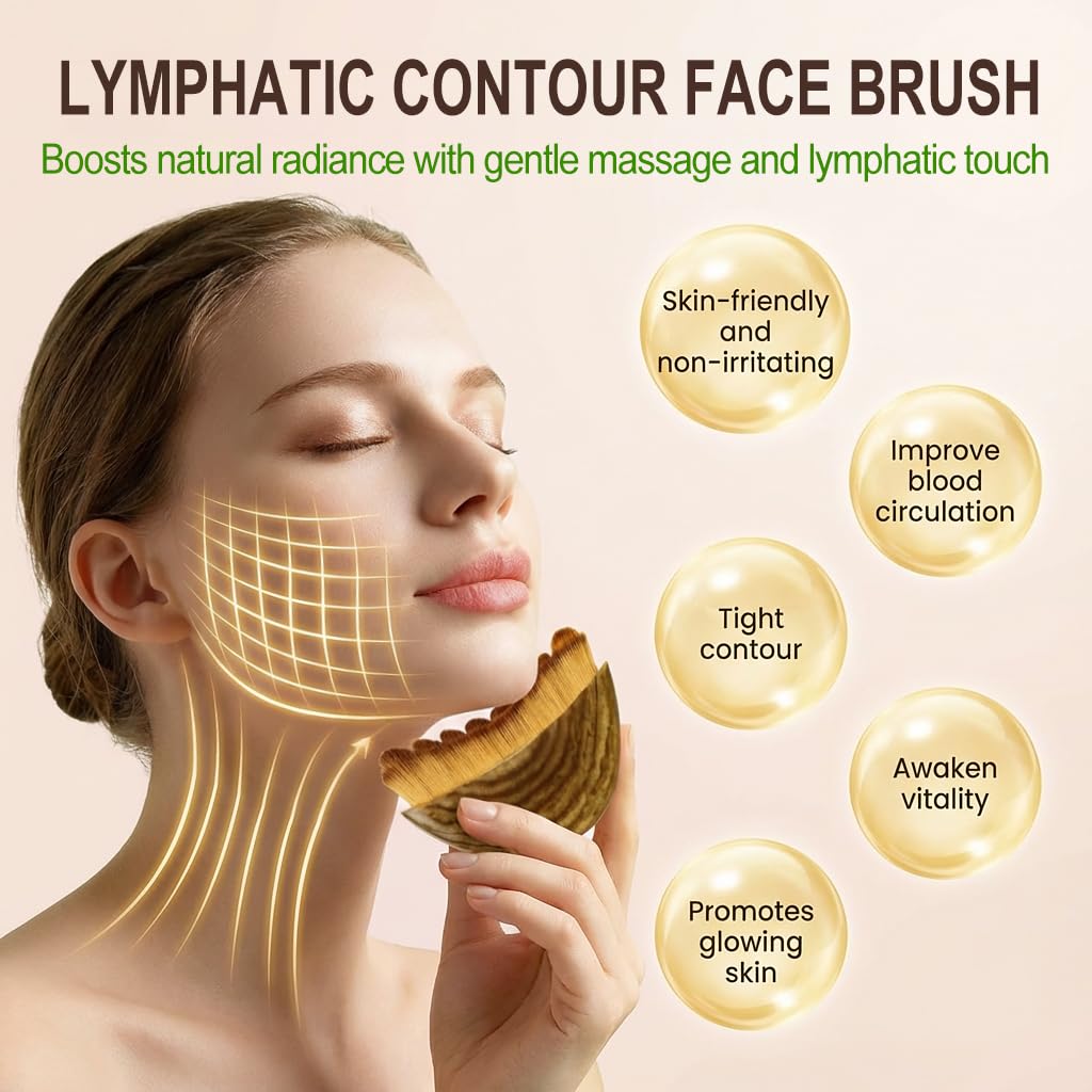 AmazingLink 2-Piece Lymphatic Contour Face Brush – Sculpt & Drainage, Anti-Puffiness (2-Pack)
