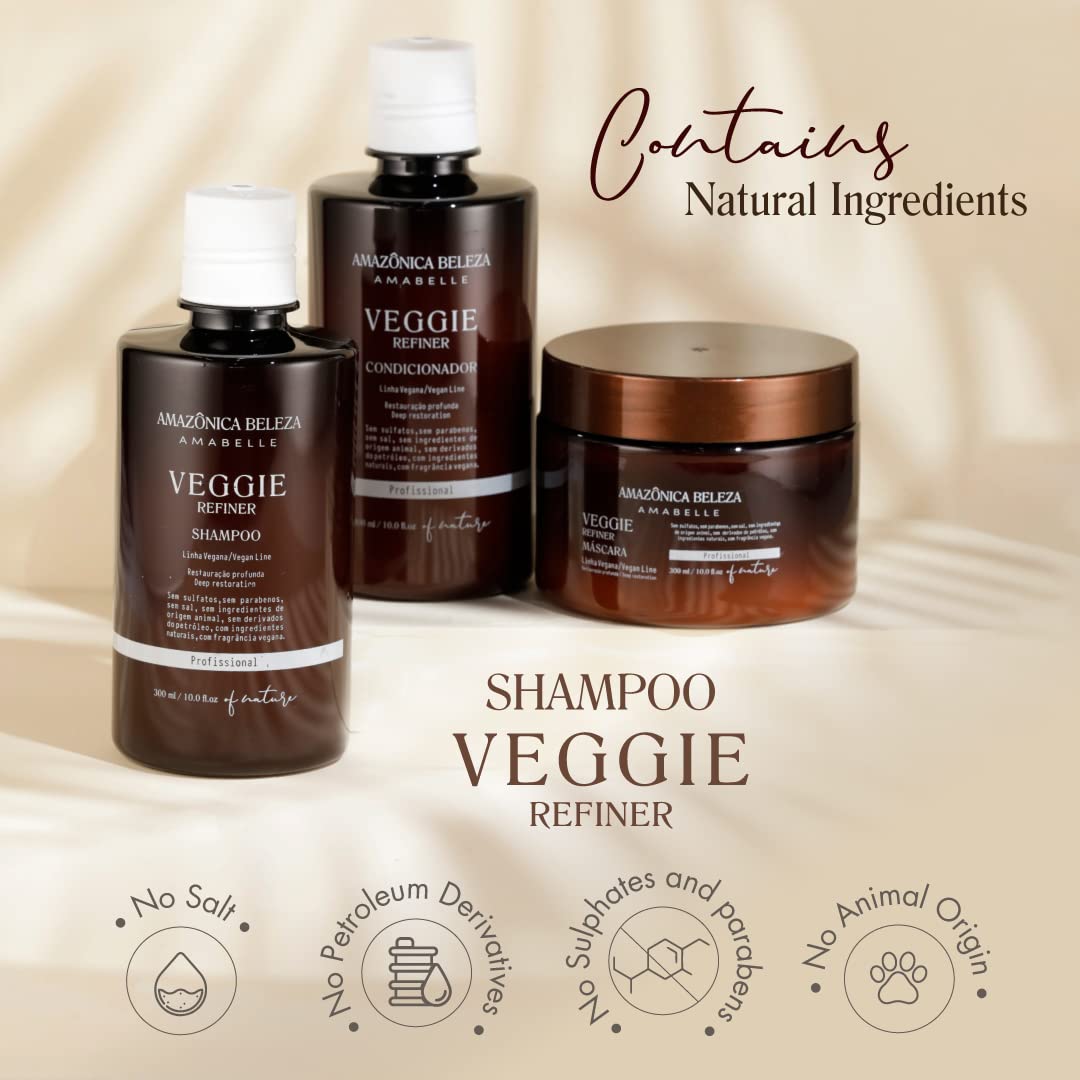 AMAZÓNICA BELEZA AMABELLE Veggie Refiner Shampoo – Vegan, Sulfate-Free, All Hair Types, 10 oz