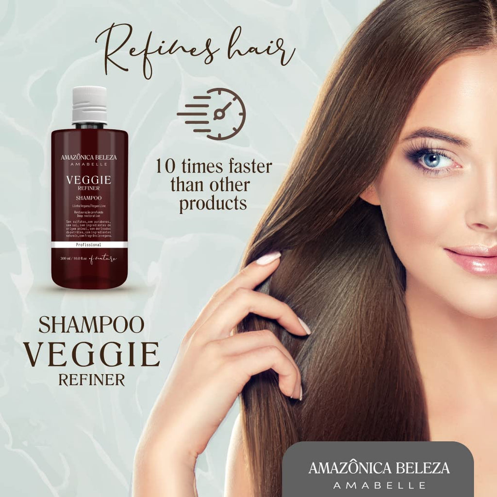 AMAZONICA BELEZA AMABELLE Vegan Veggie Refiner Shampoo & Conditioner – Nourish, Moisturize, and Protect Hair (Sulfate-Free, Paraben-Free, Cruelty-Free, 10 oz)