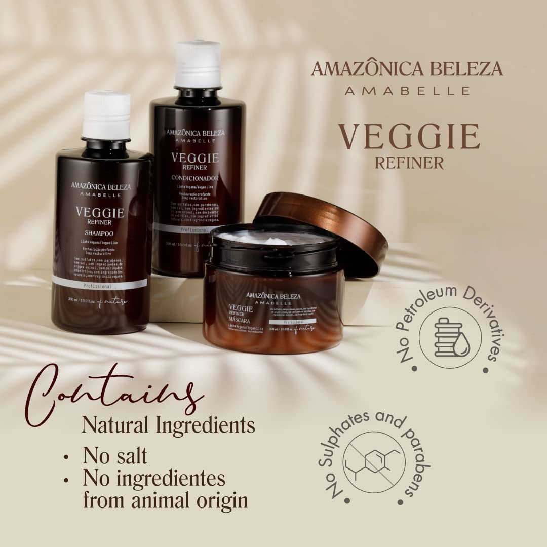 AMAZONICA BELEZA AMABELLE Vegan Veggie Refiner Shampoo & Conditioner – Nourish, Moisturize, and Protect Hair (Sulfate-Free, Paraben-Free, Cruelty-Free, 10 oz)