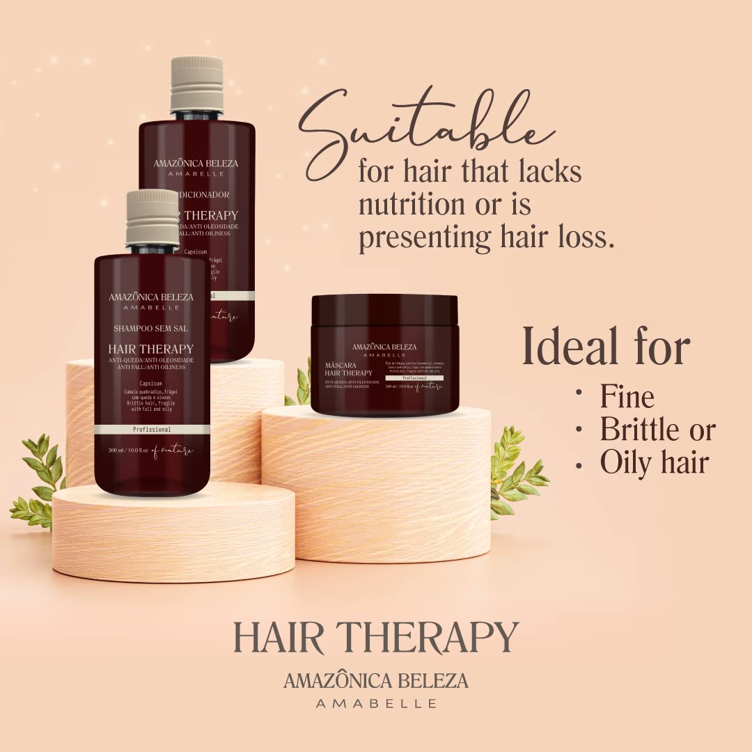 AMAZÓNICA BELEZA AMABELLE Hair Therapy Kit – Shampoo, Conditioner & Hair Mask (300ml) | Oil Control, Hair Strength, Growth Support