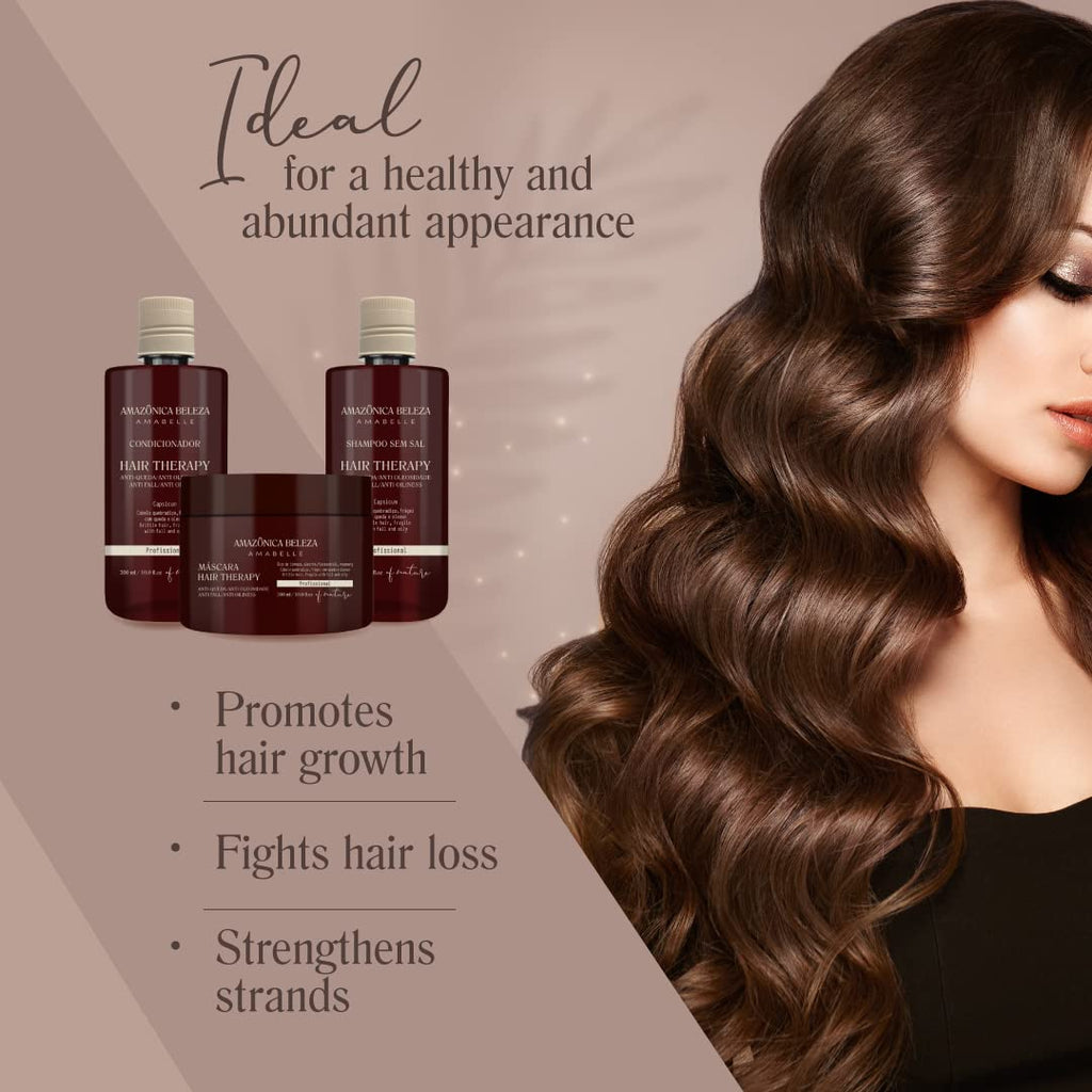 AMAZÓNICA BELEZA AMABELLE Hair Therapy Kit – Shampoo, Conditioner & Hair Mask (300ml) | Oil Control, Hair Strength, Growth Support