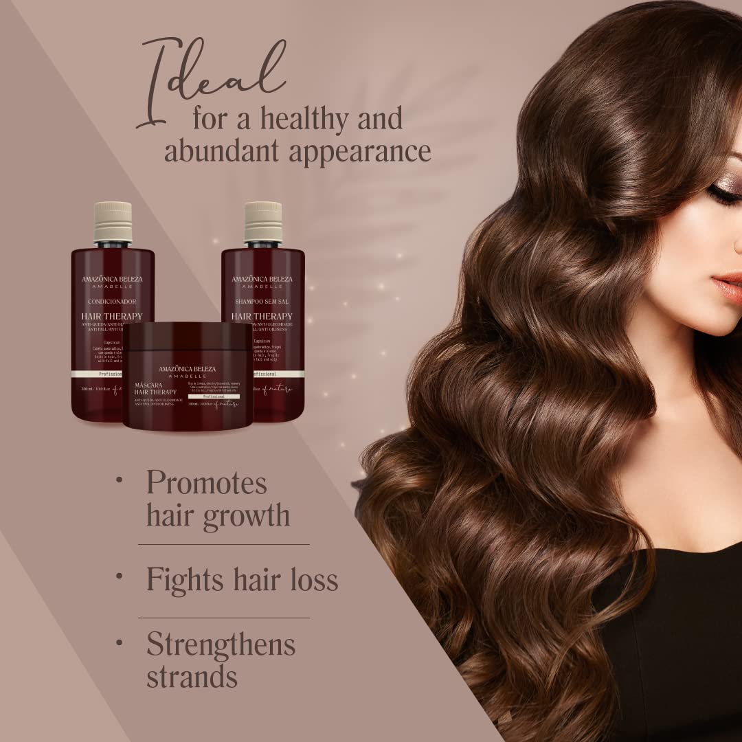 AMAZÓNICA BELEZA AMABELLE Hair Therapy Kit – Shampoo, Conditioner & Hair Mask (300ml) | Oil Control, Hair Strength, Growth Support