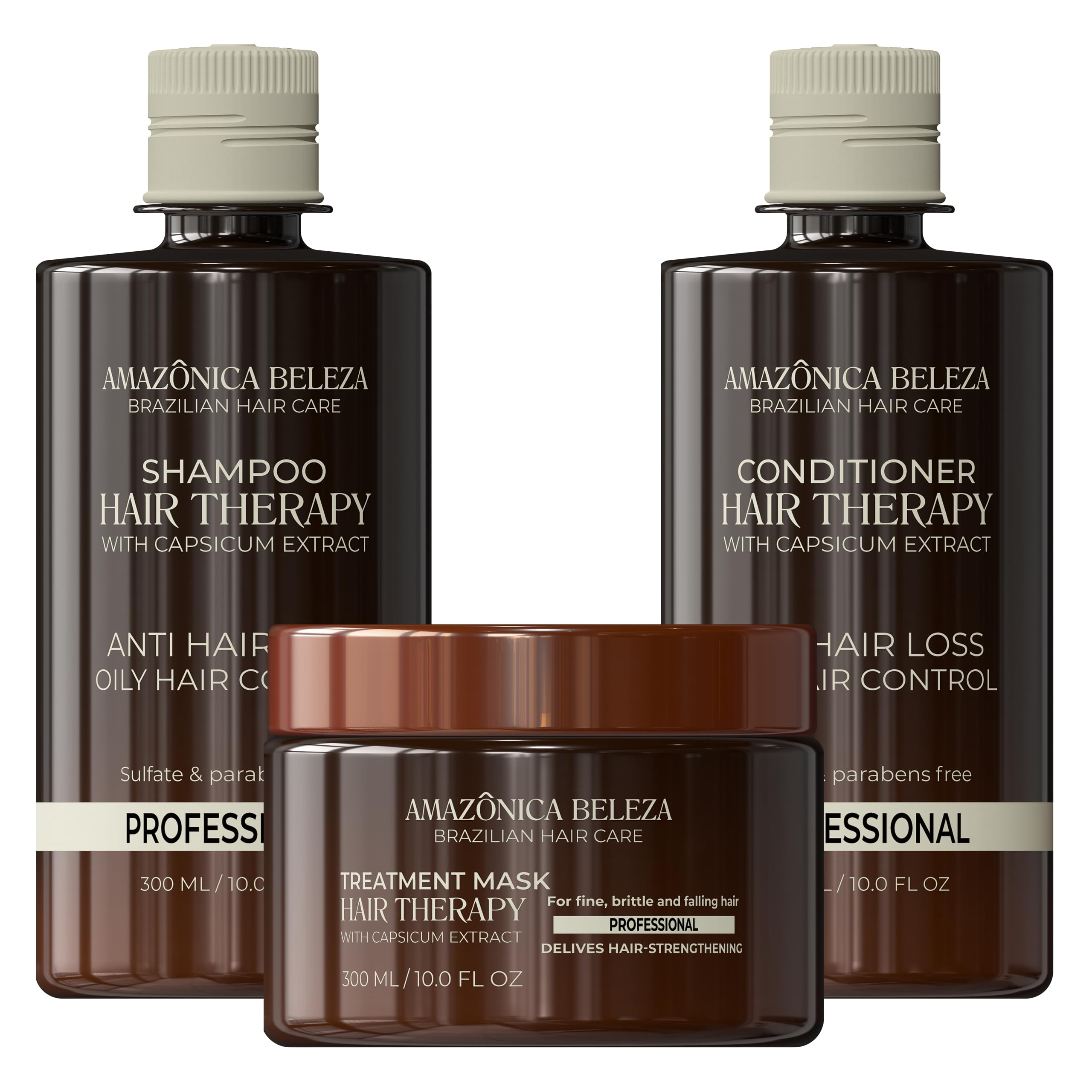 AMAZÓNICA BELEZA AMABELLE Hair Therapy Kit – Shampoo, Conditioner & Hair Mask (300ml) | Oil Control, Hair Strength, Growth Support