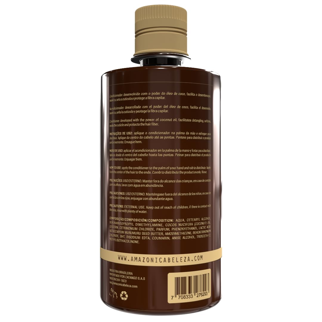 Amazonica Beleza Amabelle Coconut Shampoo & Conditioner Set – Repairs Damaged Hair, Restores Proteins, Sulfate & Paraben Free, 10 oz