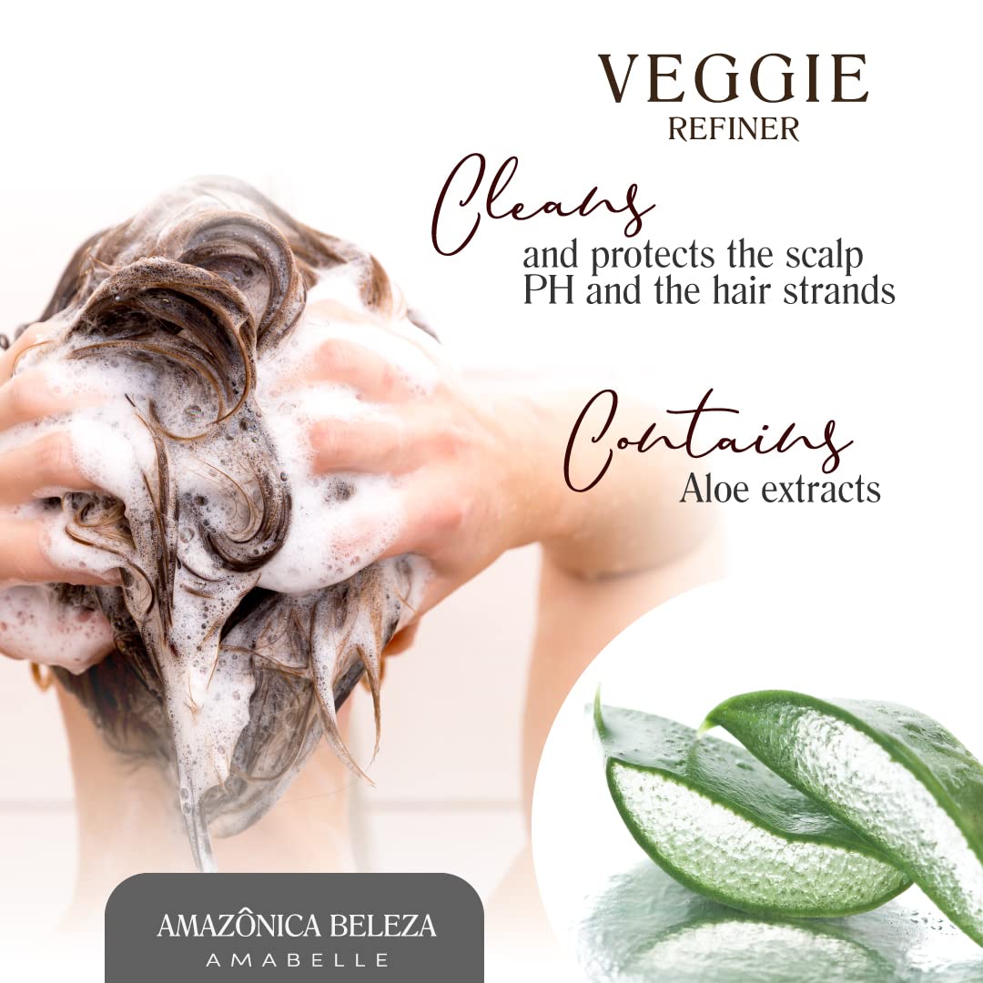 AMAZONICA BELEZA AMABELLE Vegan Veggie Refiner Shampoo & Conditioner – Nourish, Moisturize, and Protect Hair (Sulfate-Free, Paraben-Free, Cruelty-Free, 10 oz)