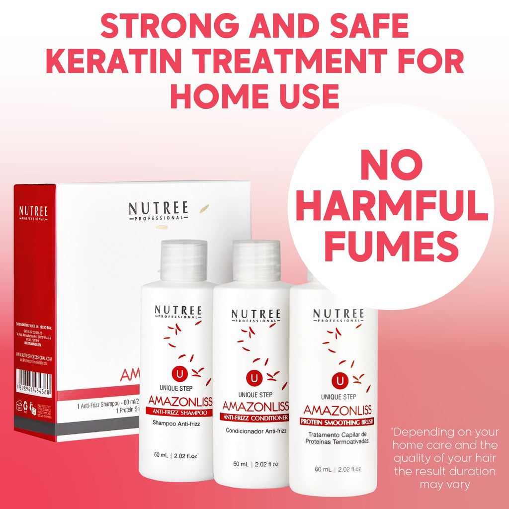 Amazonliss One-Step Brazilian Keratin Treatment + Smoothing Brush Kit (2.02 fl oz)