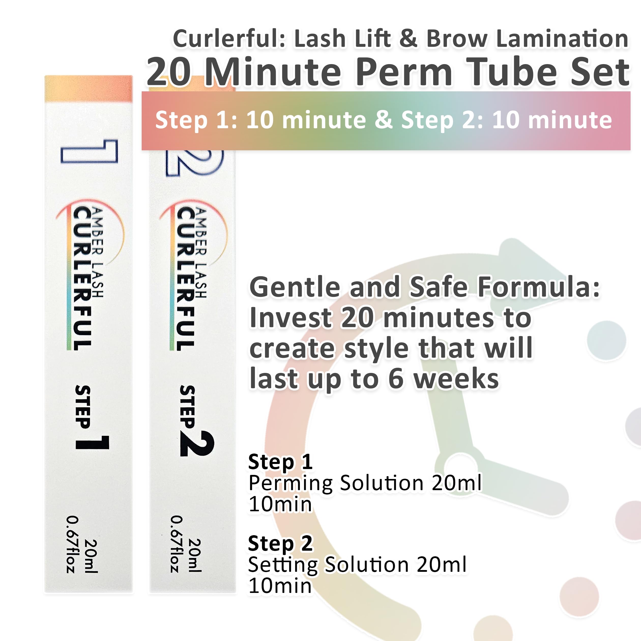 Amber Lash Curlerful 2-Step Brow Lamination Kit Step 1 & Step 2 20 ml Each for Lashes & Brows