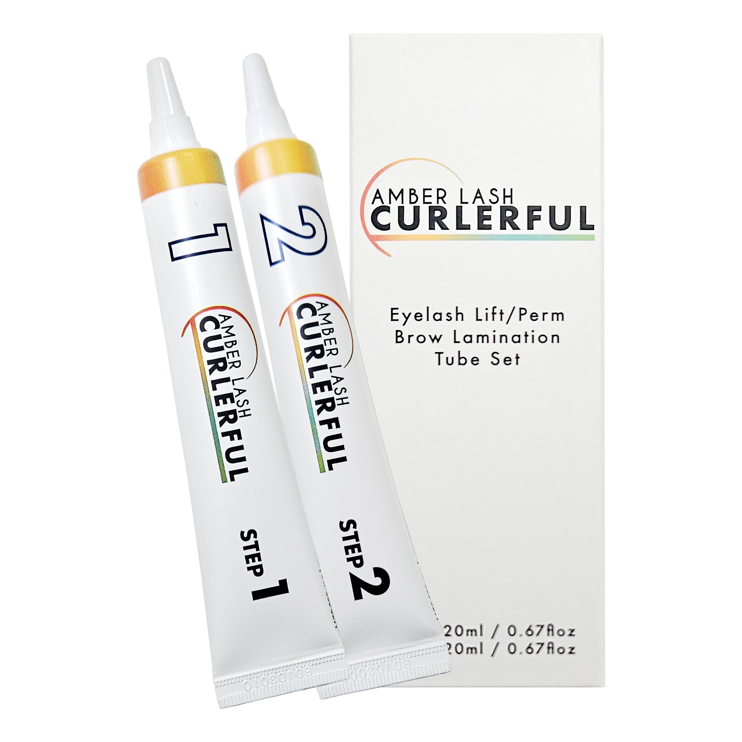 Amber Lash Curlerful 2-Step Brow Lamination Kit Step 1 & Step 2 20 ml Each for Lashes & Brows