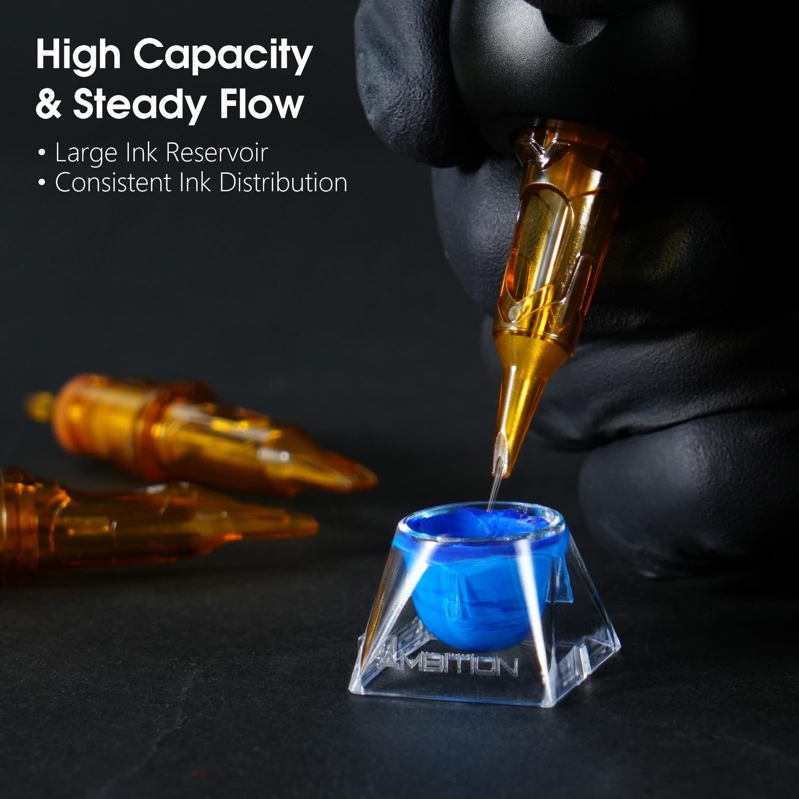 Ambition Glory Tattoo Cartridges #12 5RL 0.35mm Disposable 20Pcs – Round Liner for Rotary Tattoo Machines