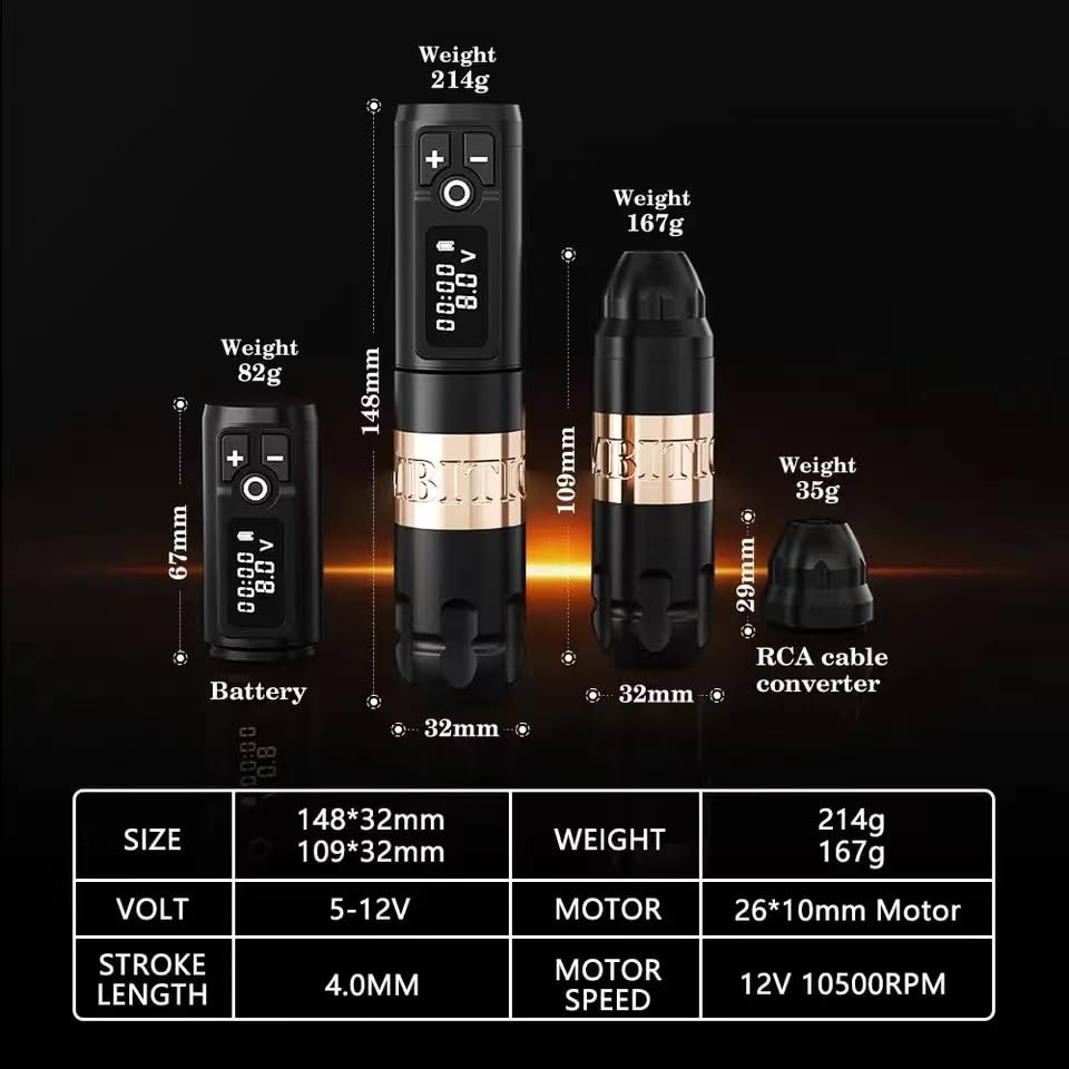 Ambition Soldier Wireless Tattoo Kit – Complete Rotary Pen, 20 Glory Cartridges, Practice Skin
