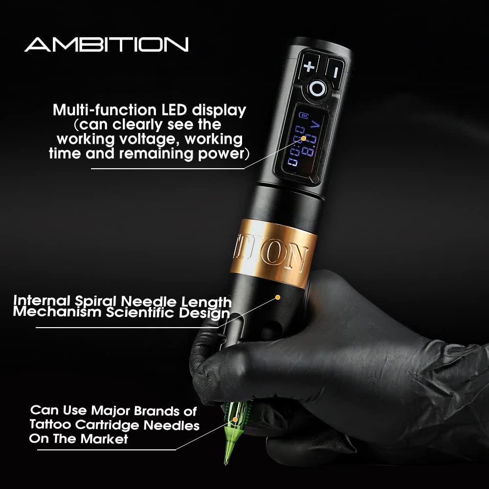 Ambition Soldier Rotary Battery Pen Tattoo Machine – 2400mAh Wireless Power, Coreless Motor