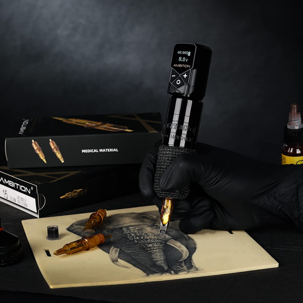 Ambition Torped Tattoo Kit | Rotary Machine, 2400mAh Power Supply + 40 Cartridges