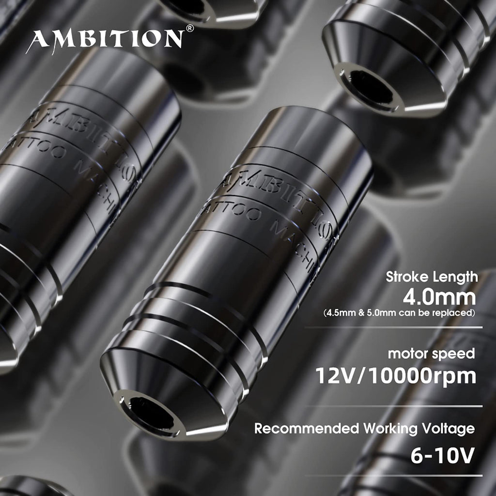 Ambition Torped Tattoo Kit | Rotary Machine, 2400mAh Power Supply + 40 Cartridges
