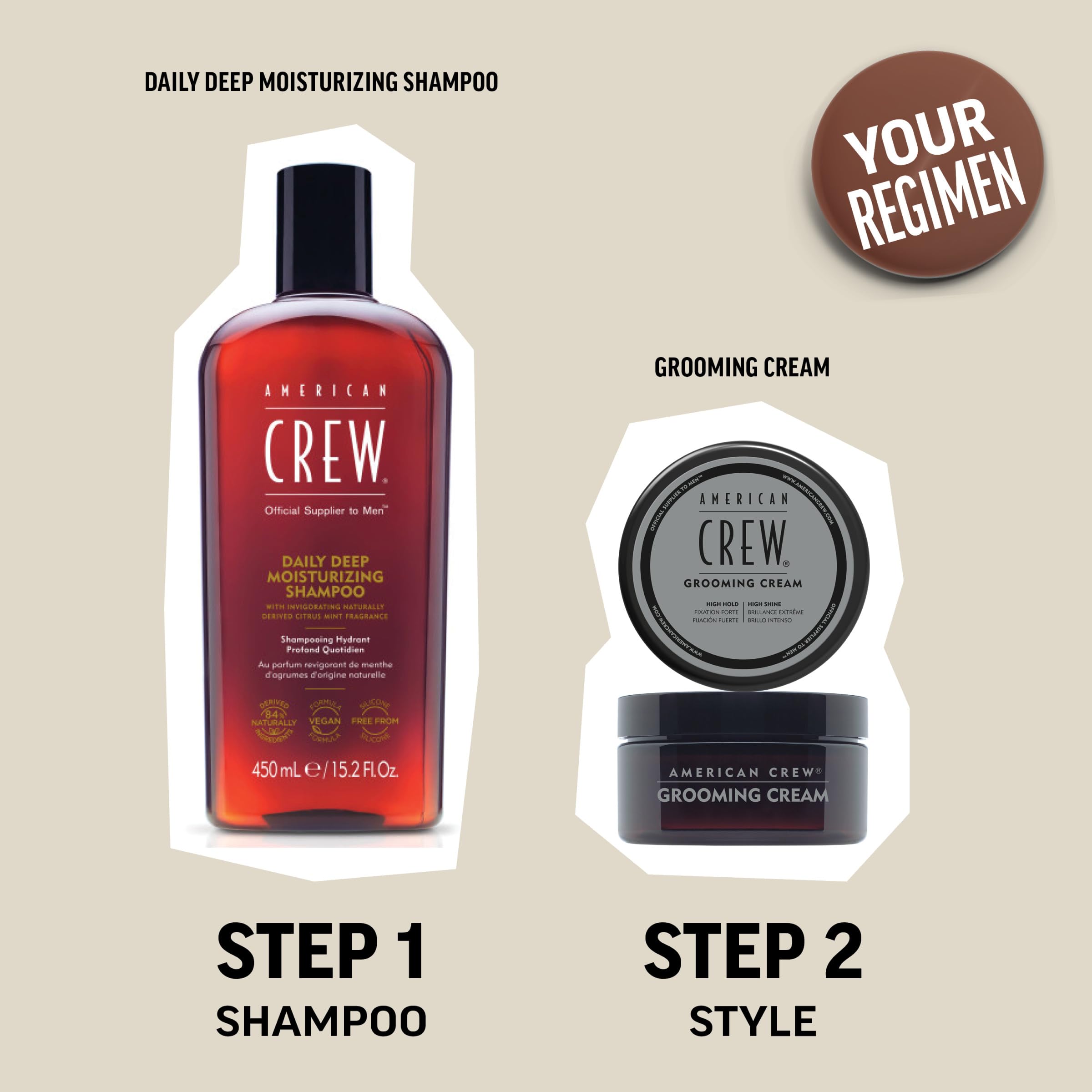 American Crew Grooming Cream – High Hold & High Shine Styling Cream (3 oz)