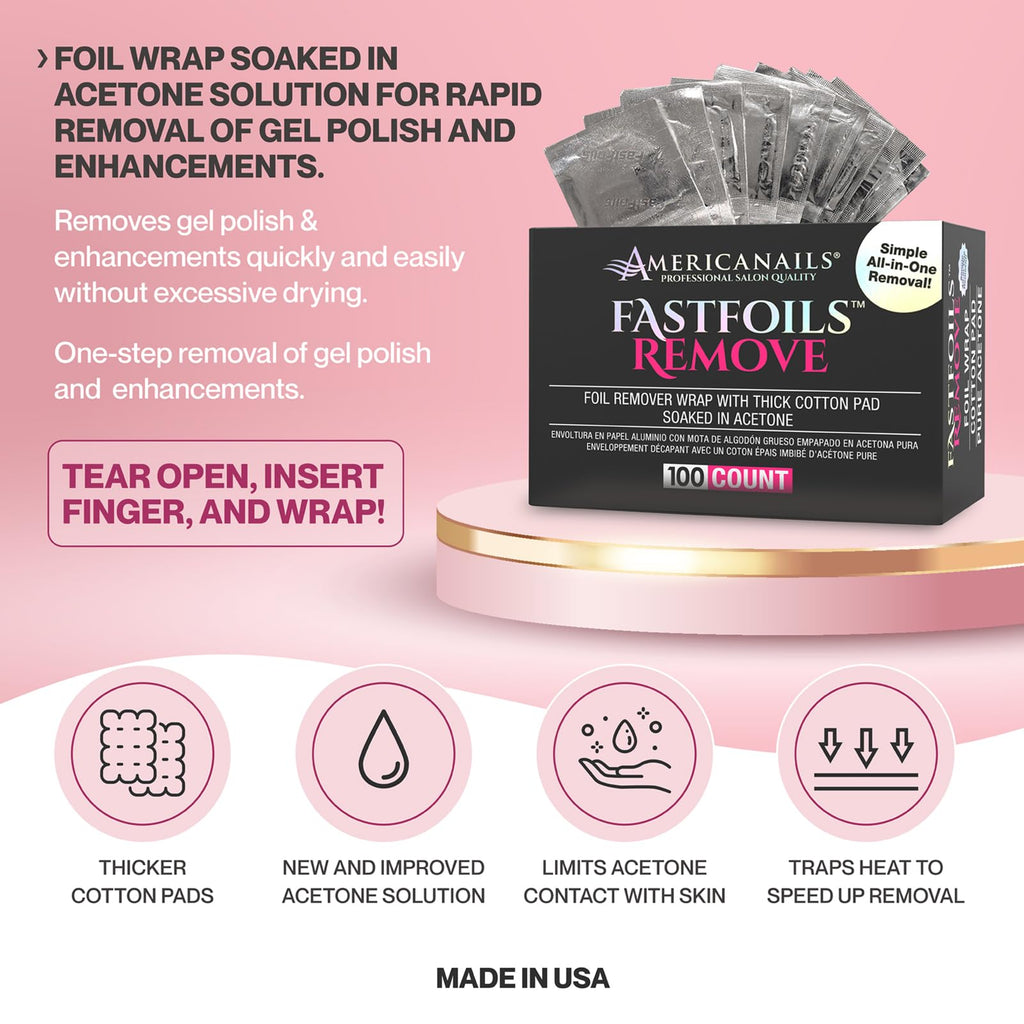 Americanails FastFoils 100 ct – One Step Gel Polish Foil Remover Wraps
