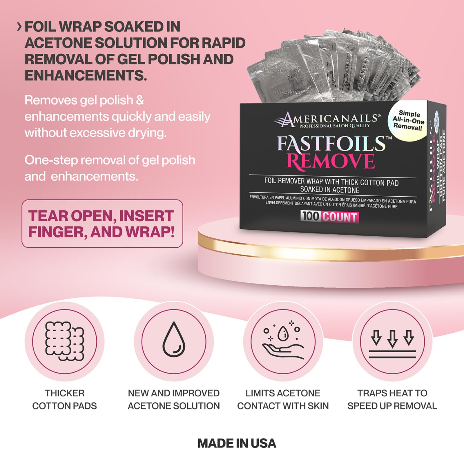 Americanails FastFoils 100 ct – One Step Gel Polish Foil Remover Wraps