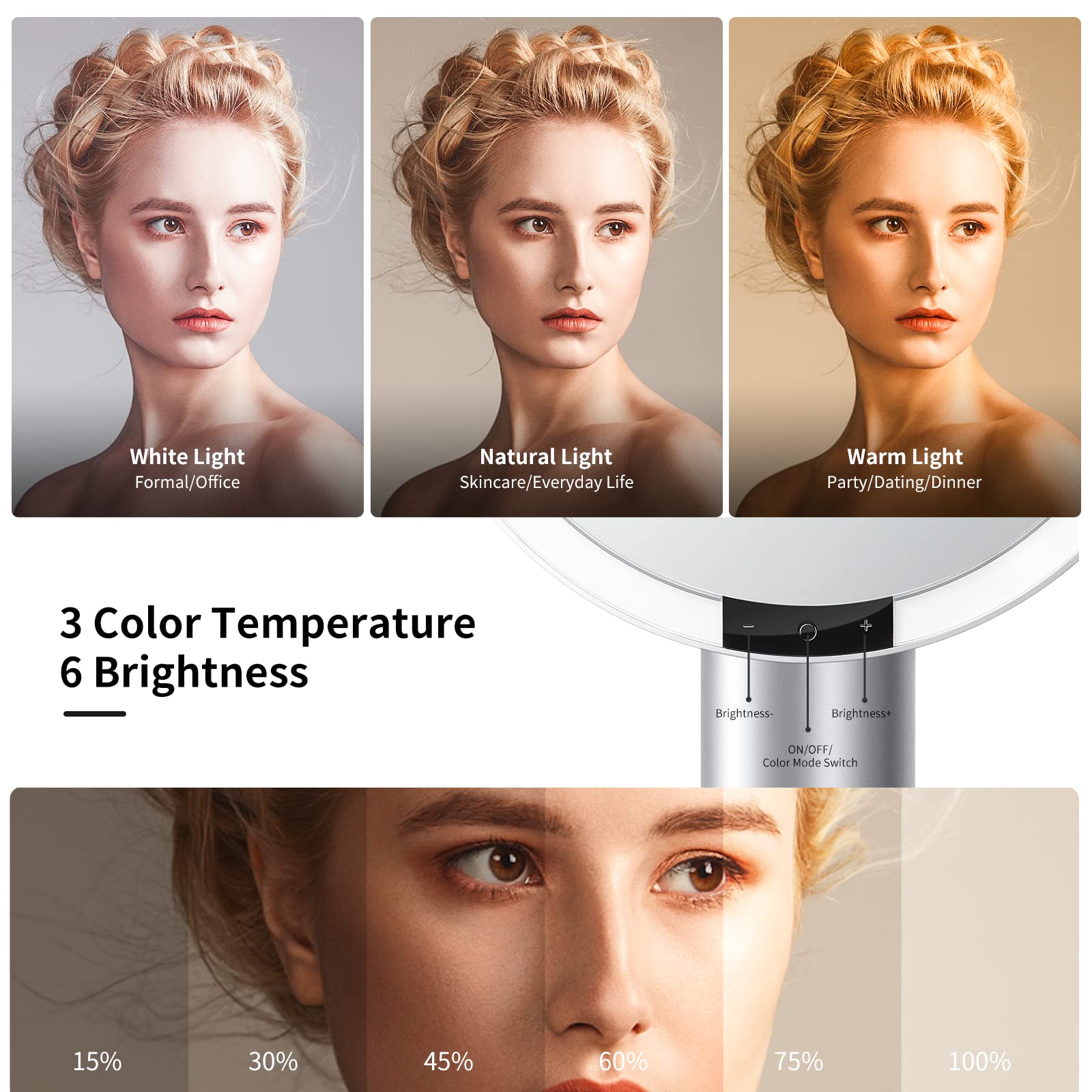 AMIRO 9-Inch Lighted Makeup Mirror with Smart Sensor and Touch Control