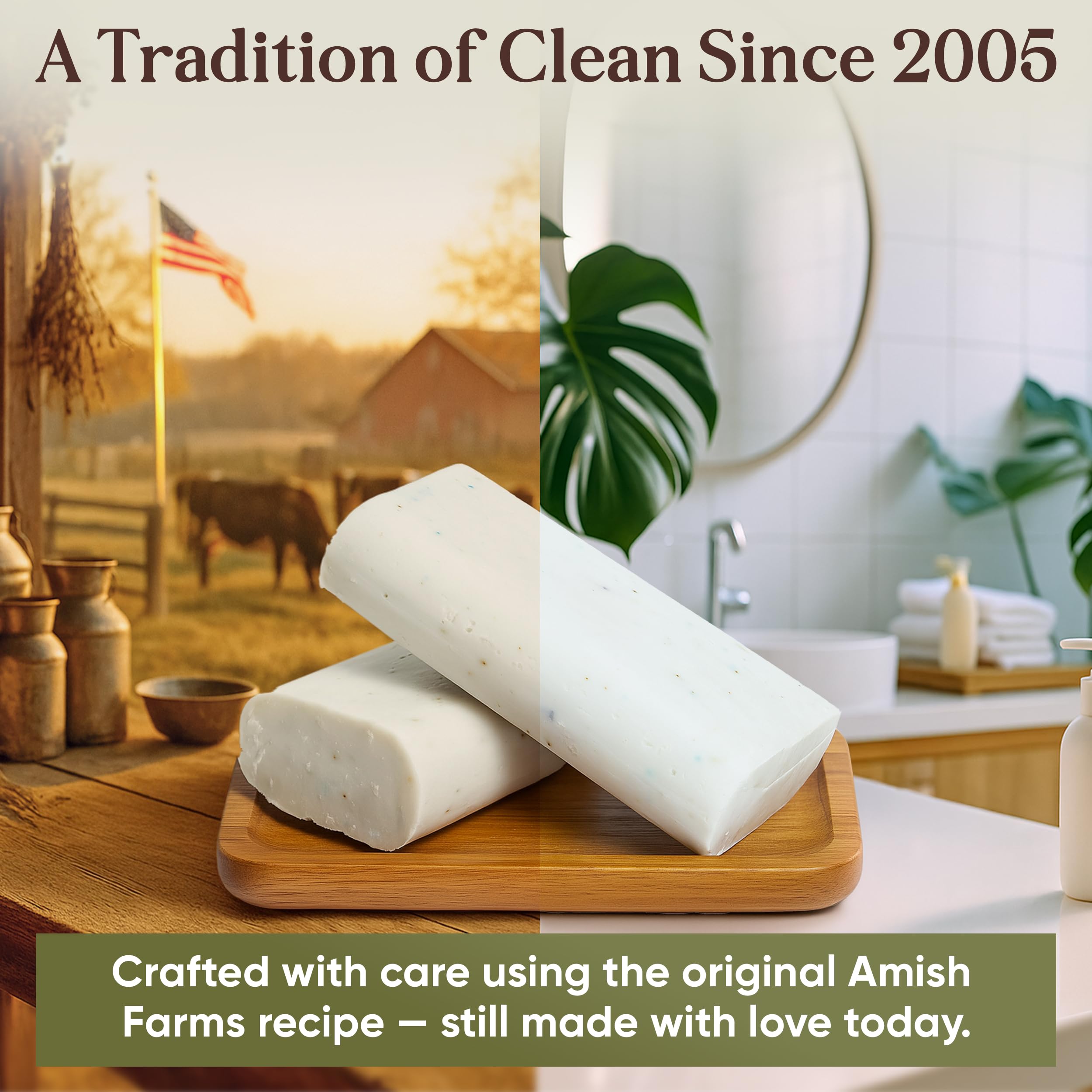 Amish Farms Soap Value Pack — 8 Easy-To-Grip Hydrating Bars | Cold-Process, USA Made for Sensitive Skin