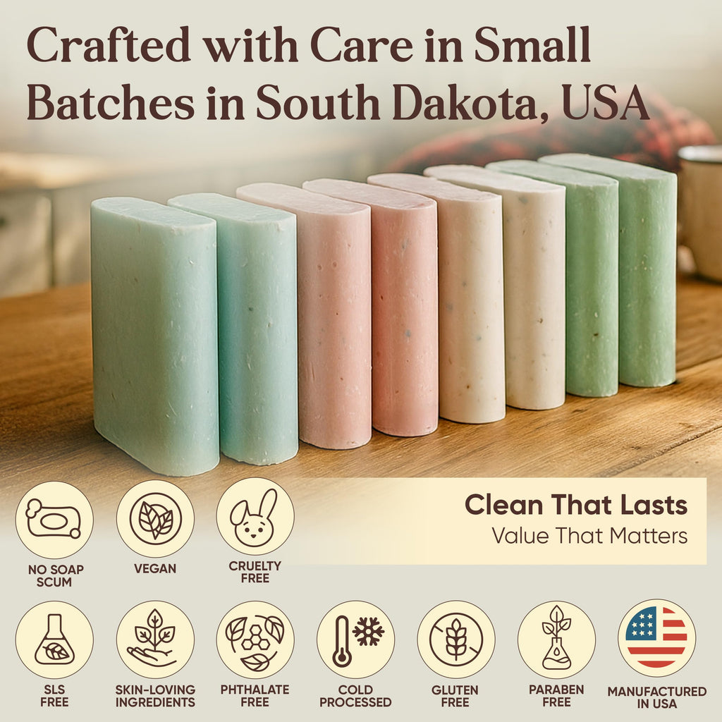 Amish Farms Soap Value Pack — 8 Easy-To-Grip Hydrating Bars | Cold-Process, USA Made for Sensitive Skin