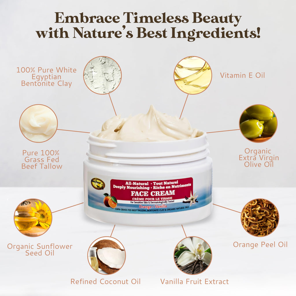 Amish Farms Tallow Face Cream – Handcrafted Grass-Fed Tallow Moisturizer (50g) with Orange & Vanilla