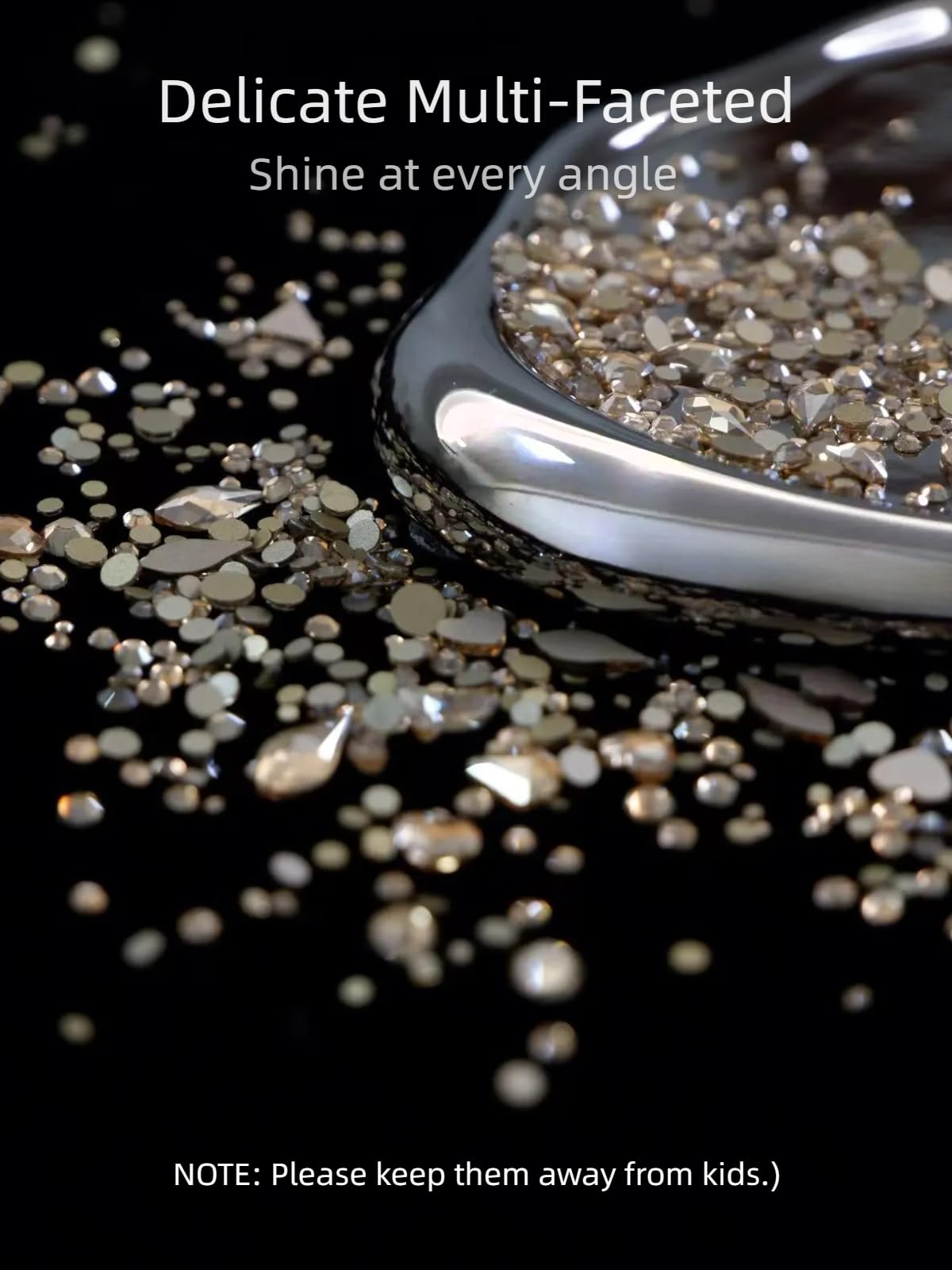 AMLAVIFISH Gold Nail Rhinestones Kit – 6080Pcs, 20 Shapes, Tweezers Included