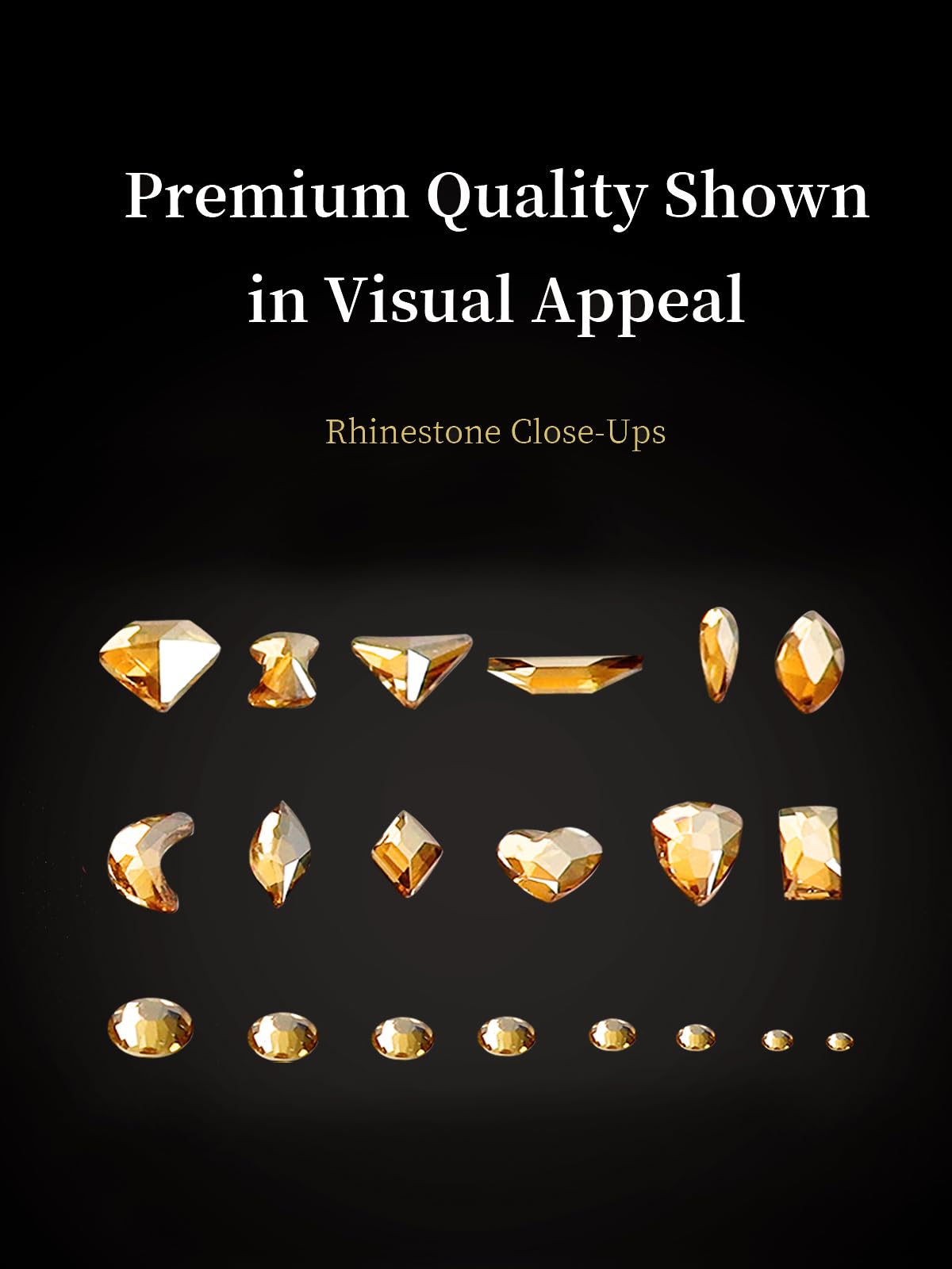 AMLAVIFISH Gold Nail Rhinestones Kit – 6080Pcs, 20 Shapes, Tweezers Included