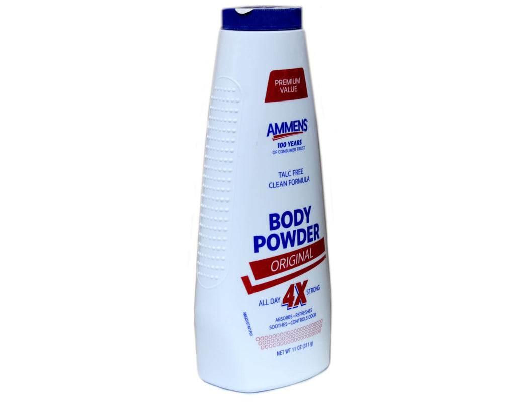 Ammens Body Powder Original – Talc-Free Clean Formula, 11 oz, Pack of 2 | All-Day 4X Protection