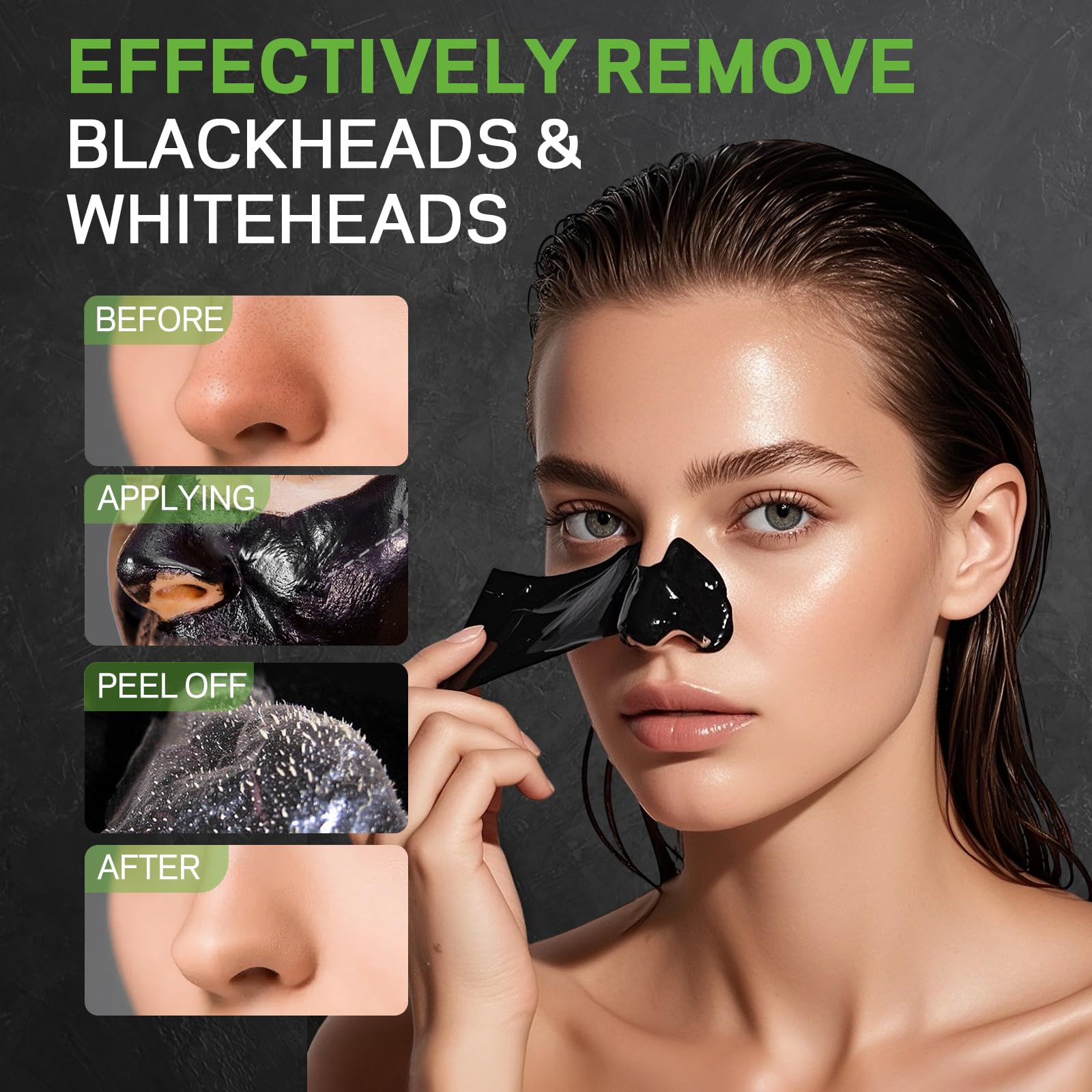 AMOADO Blackhead Remover Mask with Charcoal Peel-Off | 100g Pore Refining Kit + Brush & Extractor