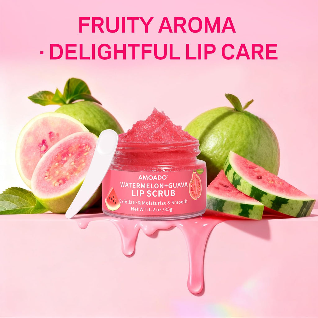 AMOADO Sugar Lip Scrub for Dark Lips – Watermelon & Guava, 1.2 oz