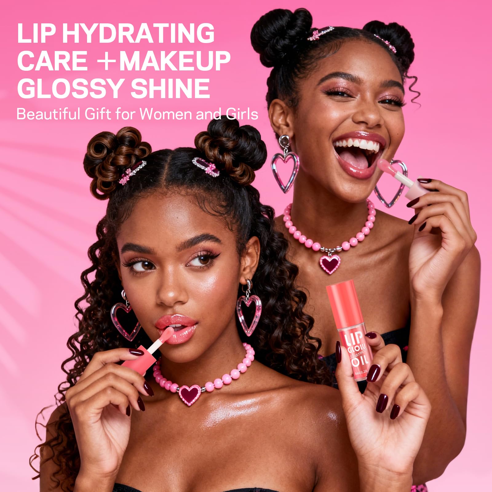AMOADO Lip Oil Gift Set – Hydrating, Non-Sticky Glossy Tint in 4 Fruity Shades