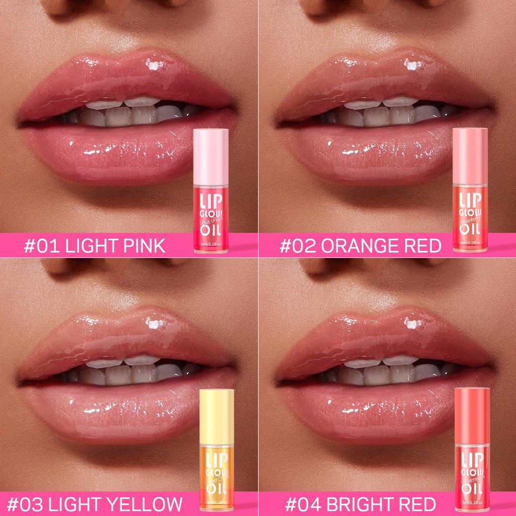 AMOADO Lip Oil Gift Set – Hydrating, Non-Sticky Glossy Tint in 4 Fruity Shades