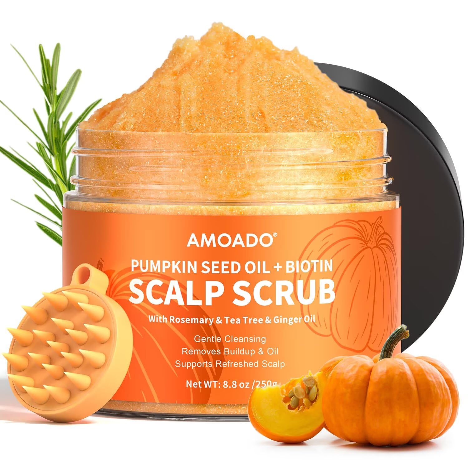 AMOADO Scalp Scrub – Pumpkin Seed Oil, Biotin & Rosemary for Gentle Exfoliation
