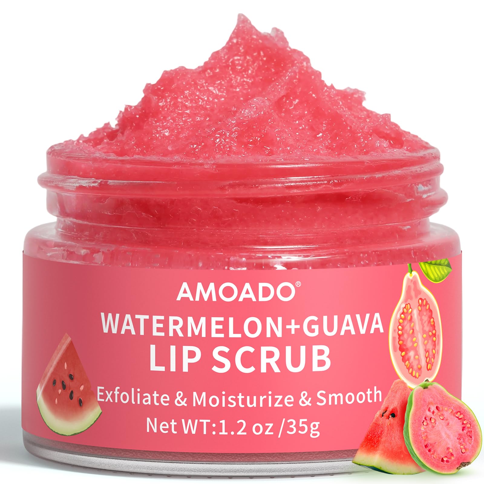 AMOADO Sugar Lip Scrub for Dark Lips – Watermelon & Guava, 1.2 oz