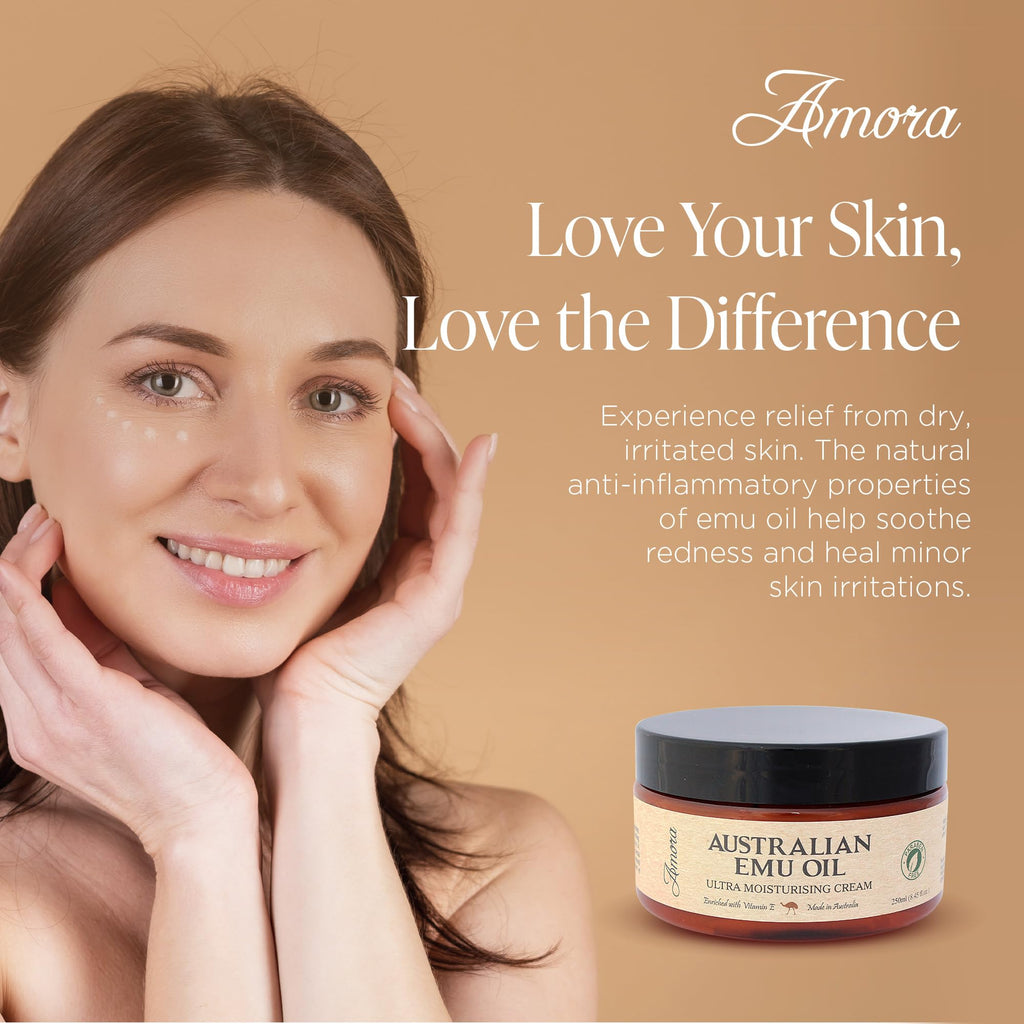 Amora Emu Oil Cream for Face & Body | Pharmaceutical Grade, Made in Australia