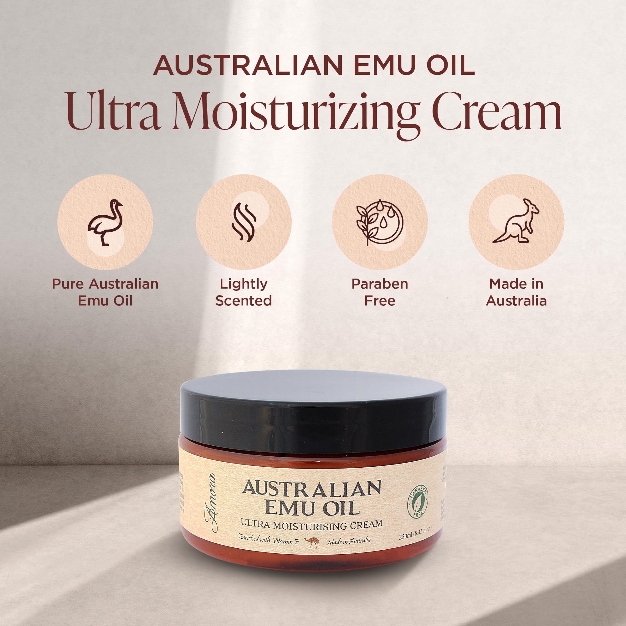 Amora Emu Oil Cream for Face & Body | Pharmaceutical Grade, Made in Australia