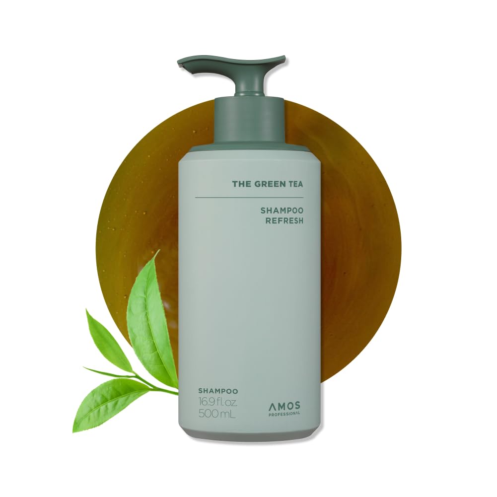 AMOS PROFESSIONAL Green Tea Shampoo Refresh for Thinning Hair | Korean No.1 Salon Brand for Oily Scalp, Deep Cleanse & Volume – 16.9 fl oz