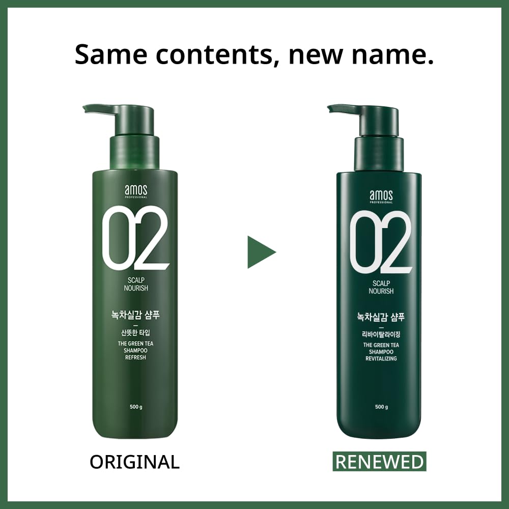AMOS PROFESSIONAL The Green Tea Shampoo Refresh for Oily Scalp – 17.6oz (500g) | Silicone-Free Hair Growth Shampoo
