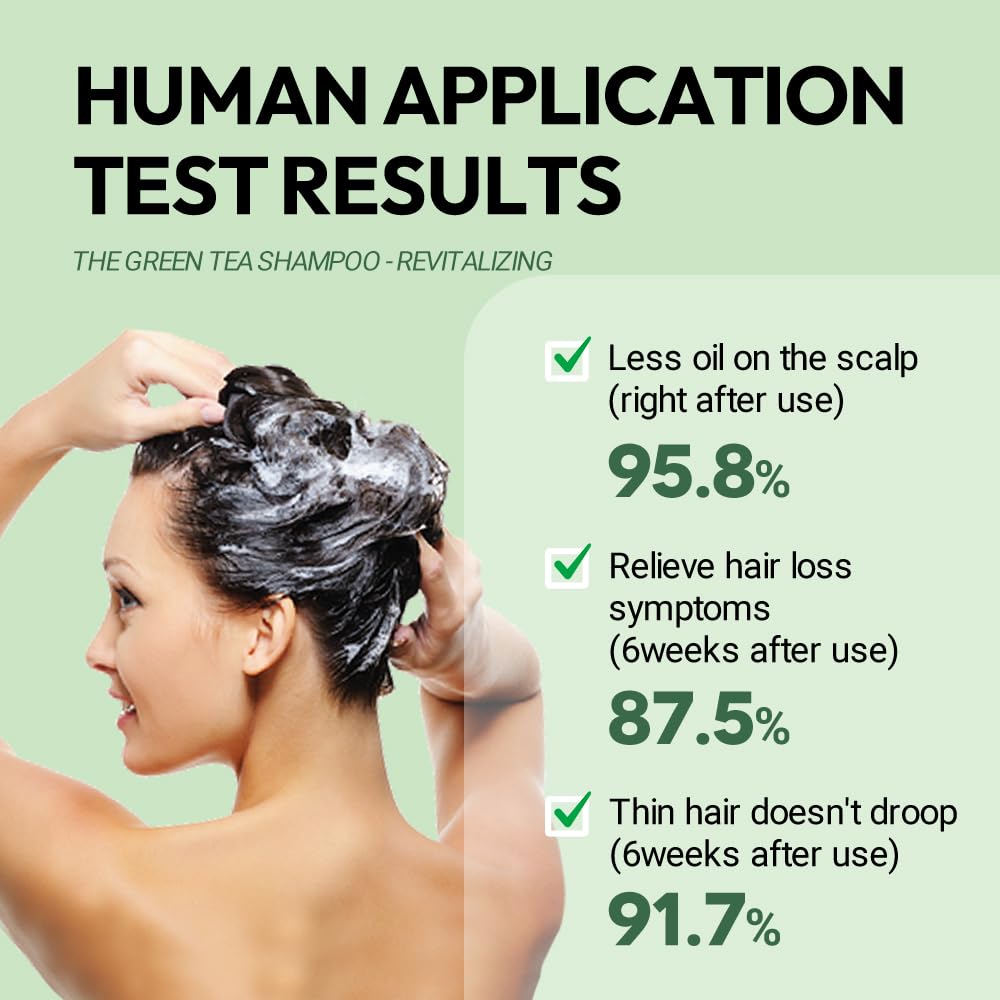 AMOS PROFESSIONAL The Green Tea Shampoo Refresh for Oily Scalp – 17.6oz (500g) | Silicone-Free Hair Growth Shampoo